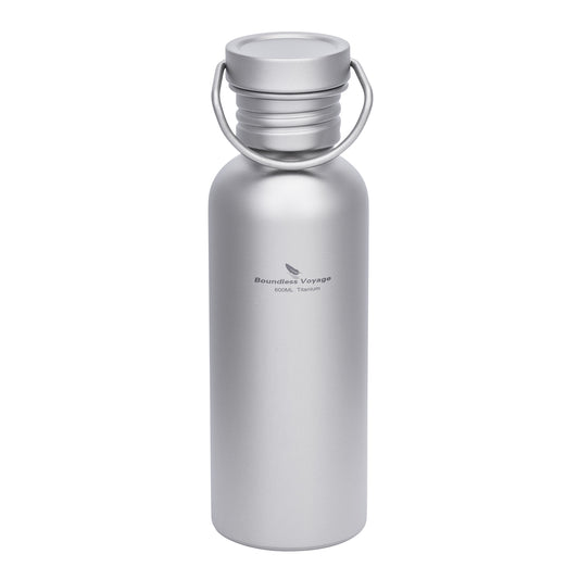 Boundless Voyage 600ml Titanium Water Bottle with Lid – Eco-Friendly, Leak-Proof & Reusable | Wide Mouth for Camping, Hiking & Daily Use
