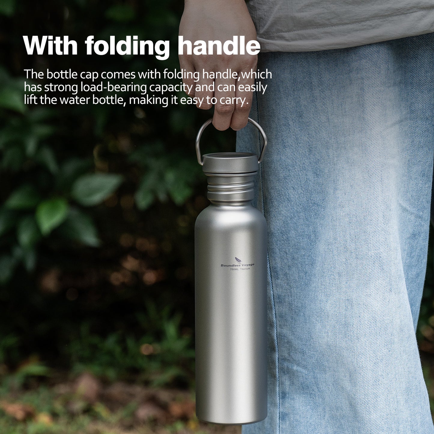 Boundless Voyage 750ml Titanium Water Bottle with Lid – Eco-Friendly, Leak-Proof & Reusable | Wide Mouth for Camping, Hiking & Daily Use