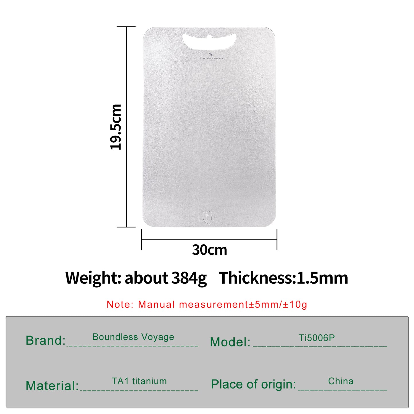 Boundless Voyage Titanium Cutting Board – Ultralight Metal Chopping Board for Camping, Kitchen & Outdoor Cooking