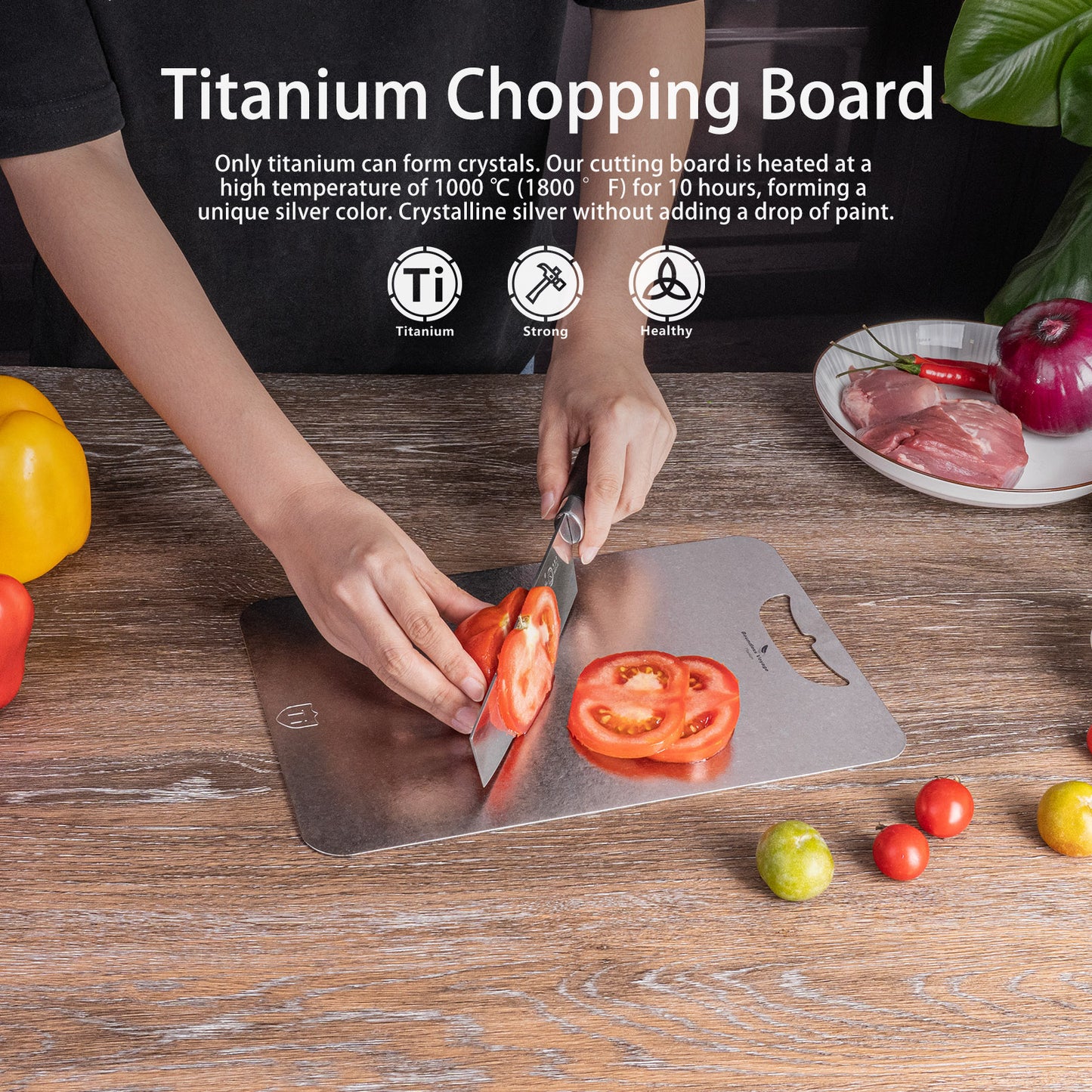 Boundless Voyage Titanium Cutting Board – Ultralight Metal Chopping Board for Camping, Kitchen & Outdoor Cooking