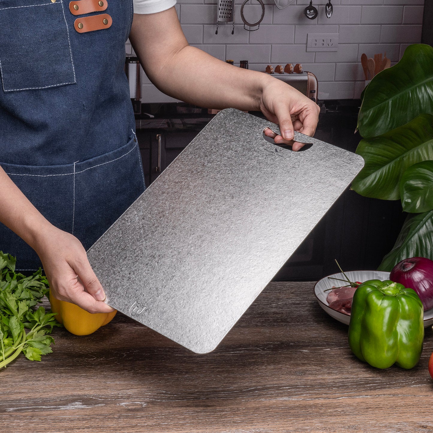 Boundless Voyage Titanium Cutting Board – Medium Lightweight Metal Chopping Board for Kitchen, Camping & Outdoor Cooking