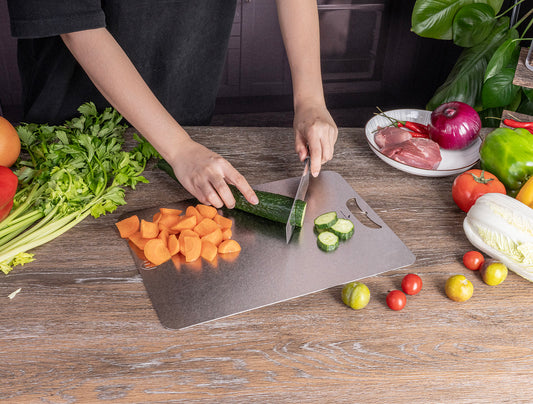 Boundless Voyage Titanium Cutting Board – Medium Lightweight Metal Chopping Board for Kitchen, Camping & Outdoor Cooking