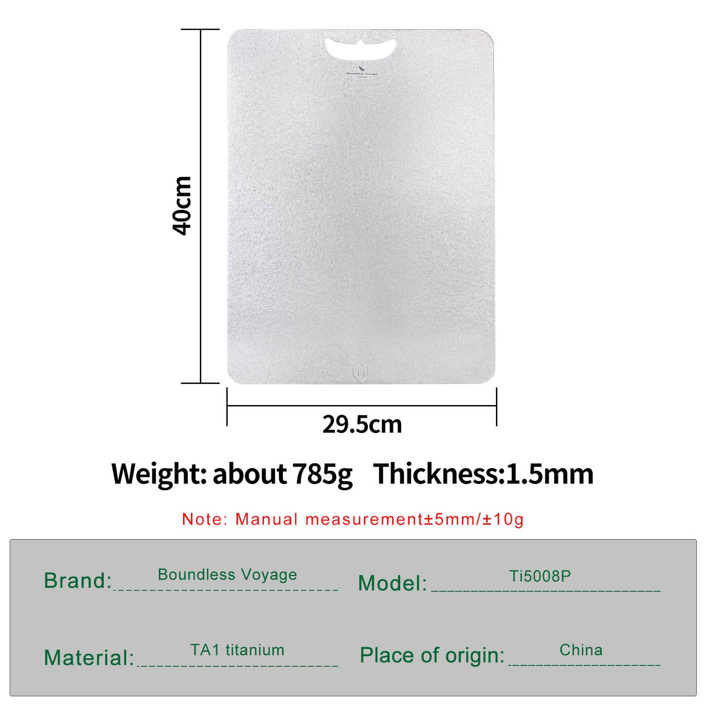 Boundless Voyage Titanium Cutting Board – Large Metal Chopping Board for Kitchen, Camping & Outdoor Cooking