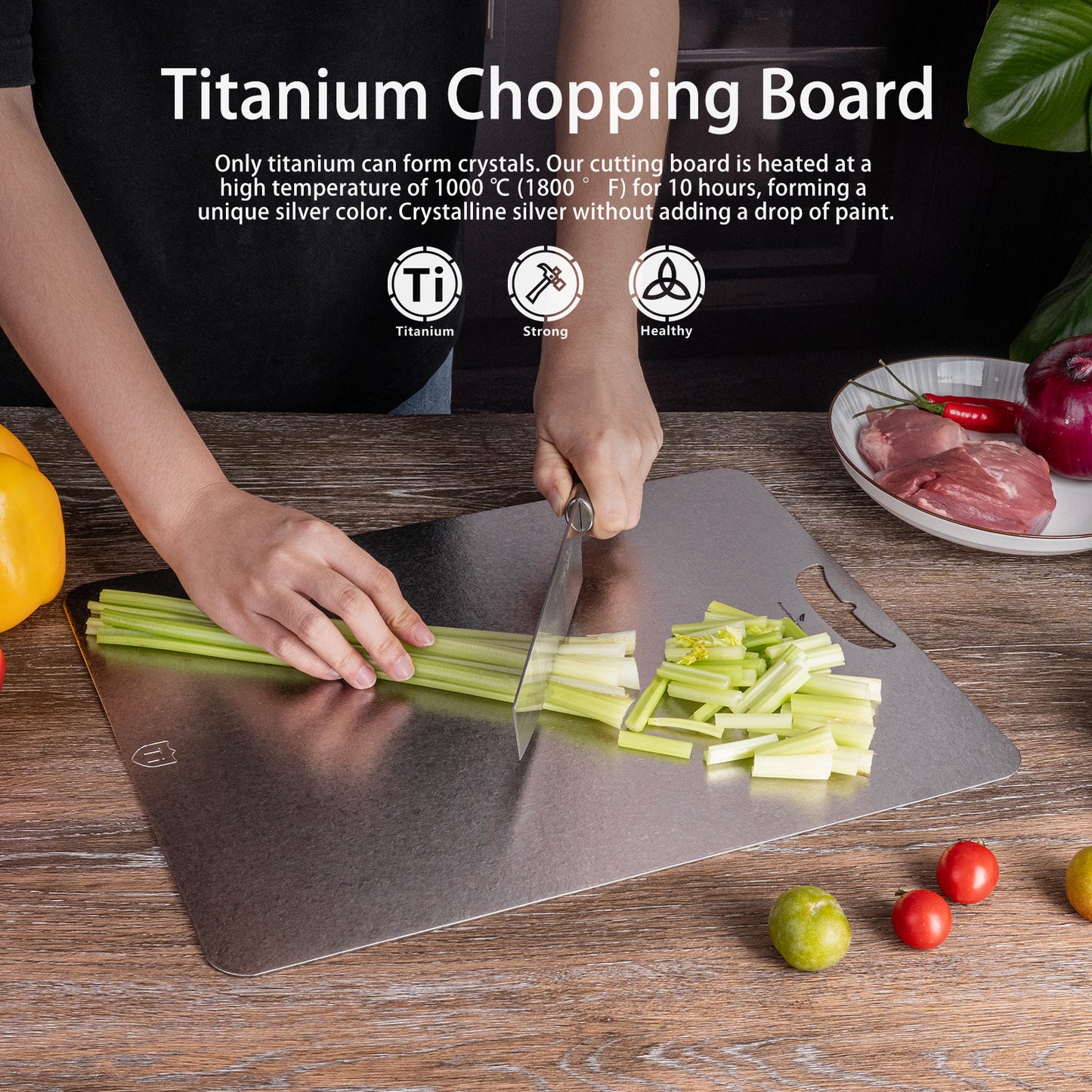 Boundless Voyage Titanium Cutting Board – Large Metal Chopping Board for Kitchen, Camping & Outdoor Cooking