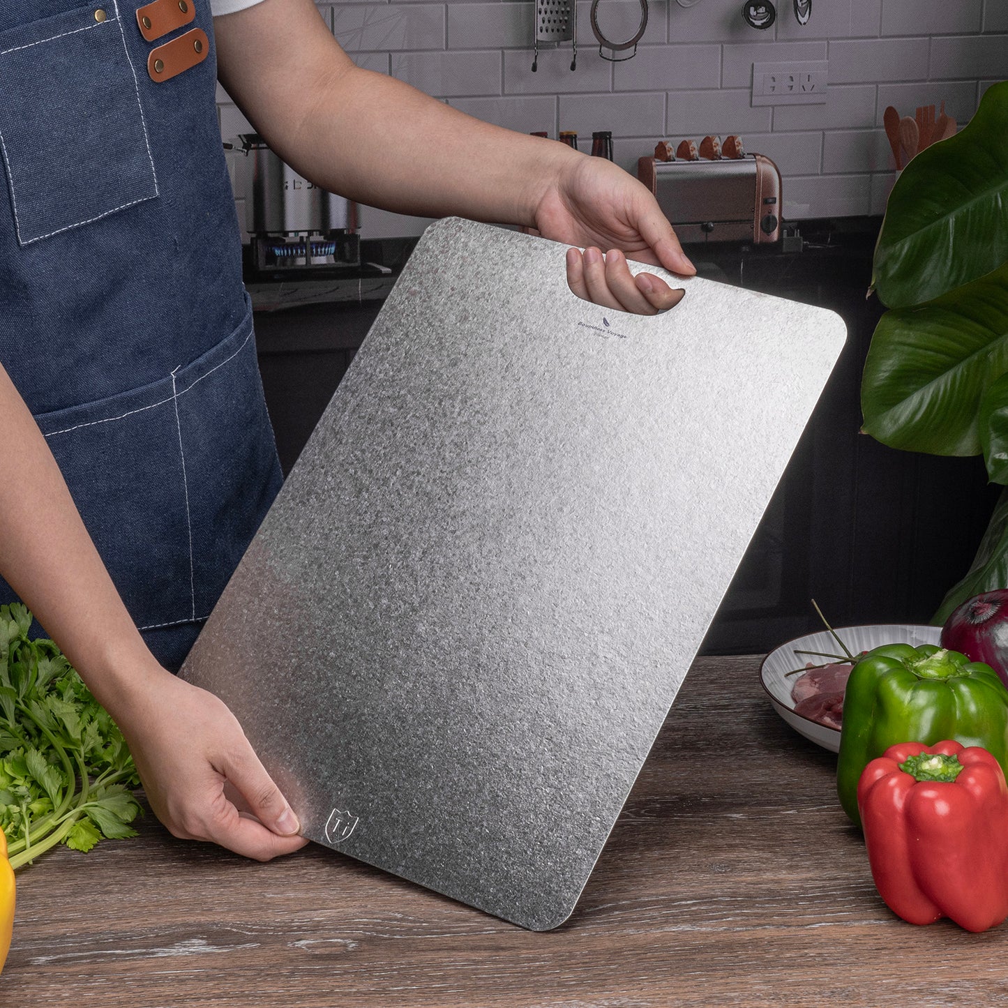 Boundless Voyage Titanium Cutting Board – Large Metal Chopping Board for Kitchen, Camping & Outdoor Cooking