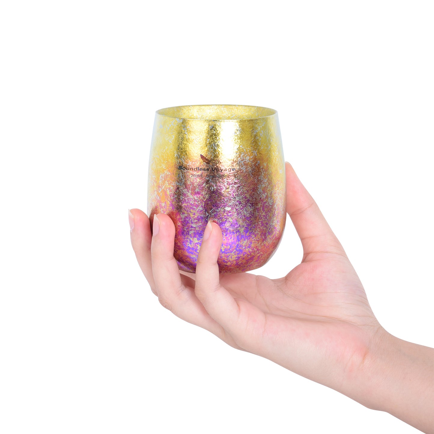 Boundless Voyage 260ml Double-Wall Titanium Cup – Colorful Insulated Mug with Ice Texture, Ultralight TA1 Titanium Coffee Tea Cup for Camping, Beer & Travel