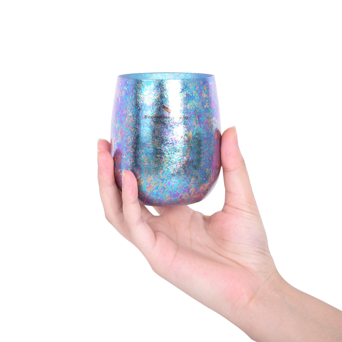 Boundless Voyage 260ml Double-Wall Titanium Cup – Colorful Insulated Mug with Ice Texture, Ultralight TA1 Titanium Coffee Tea Cup for Camping, Beer & Travel