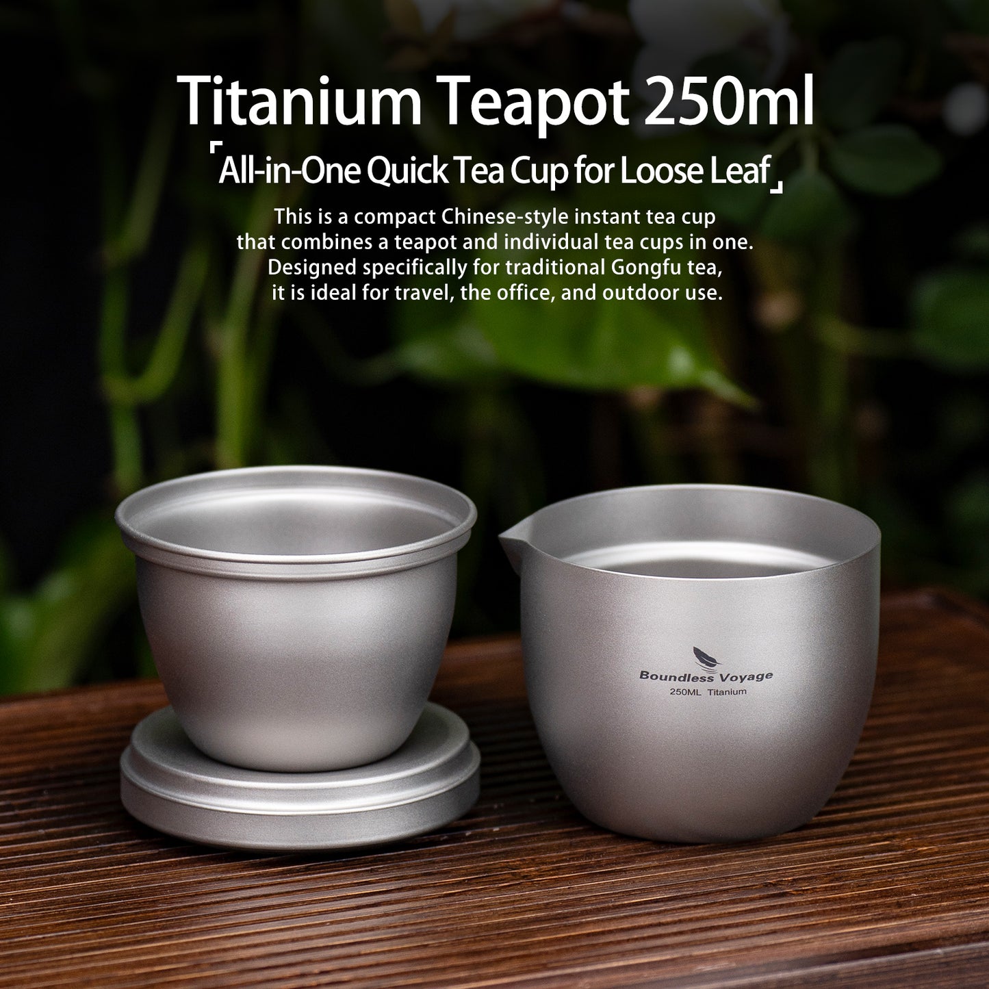 Boundless Voyage Titanium Tea Maker 250ml – Lightweight Portable Teapot for Camping, Travel & Tea Lovers