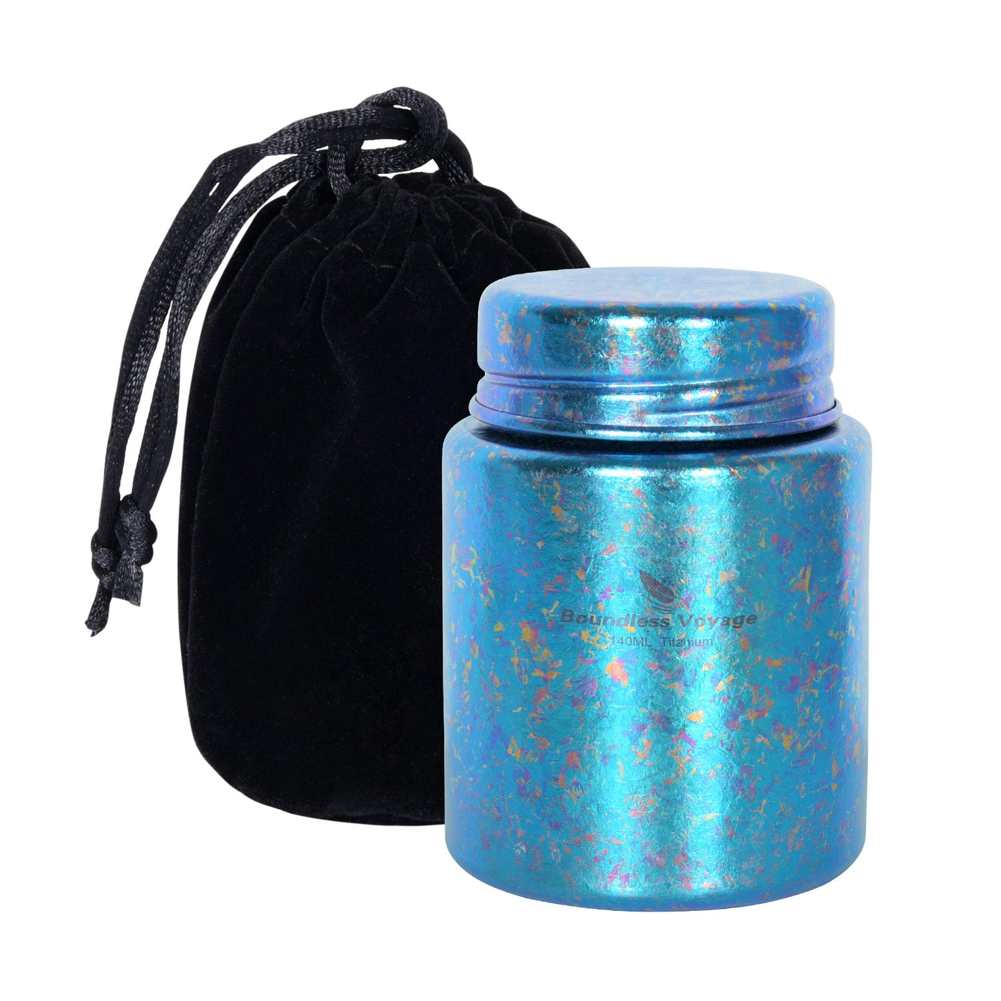 Boundless Voyage Mini Titanium Tea Caddy – Colorful Ice Texture Tea Canister for Loose Leaf Tea, Coffee, Spices & Portable Dry Storage