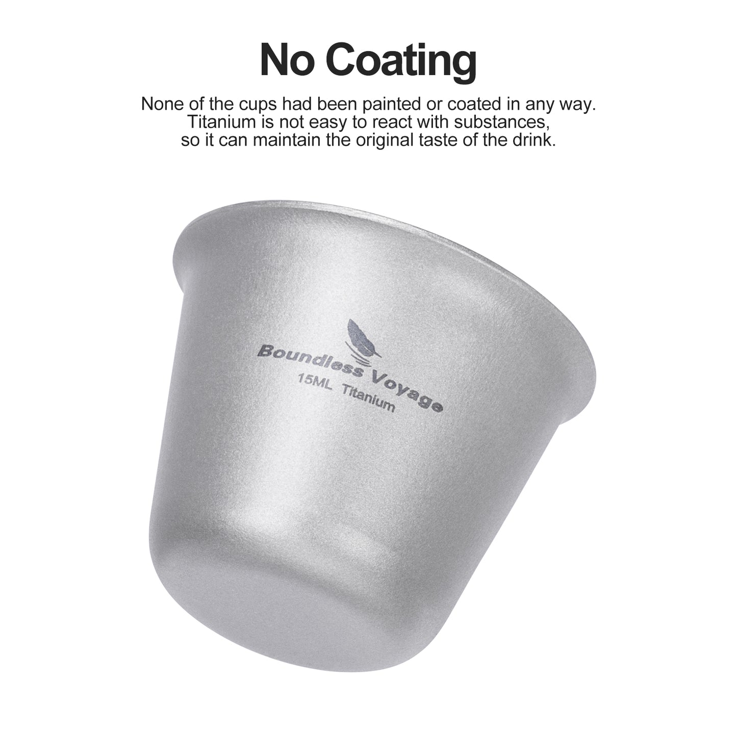 Boundless Voyage Ultralight Titanium Mini Cup | Portable Teacup & Whiskey Shot Glass | Small Metal Espresso Cup for Camping, Hiking & Home Use | BPA-Free & Healthy Drinkware