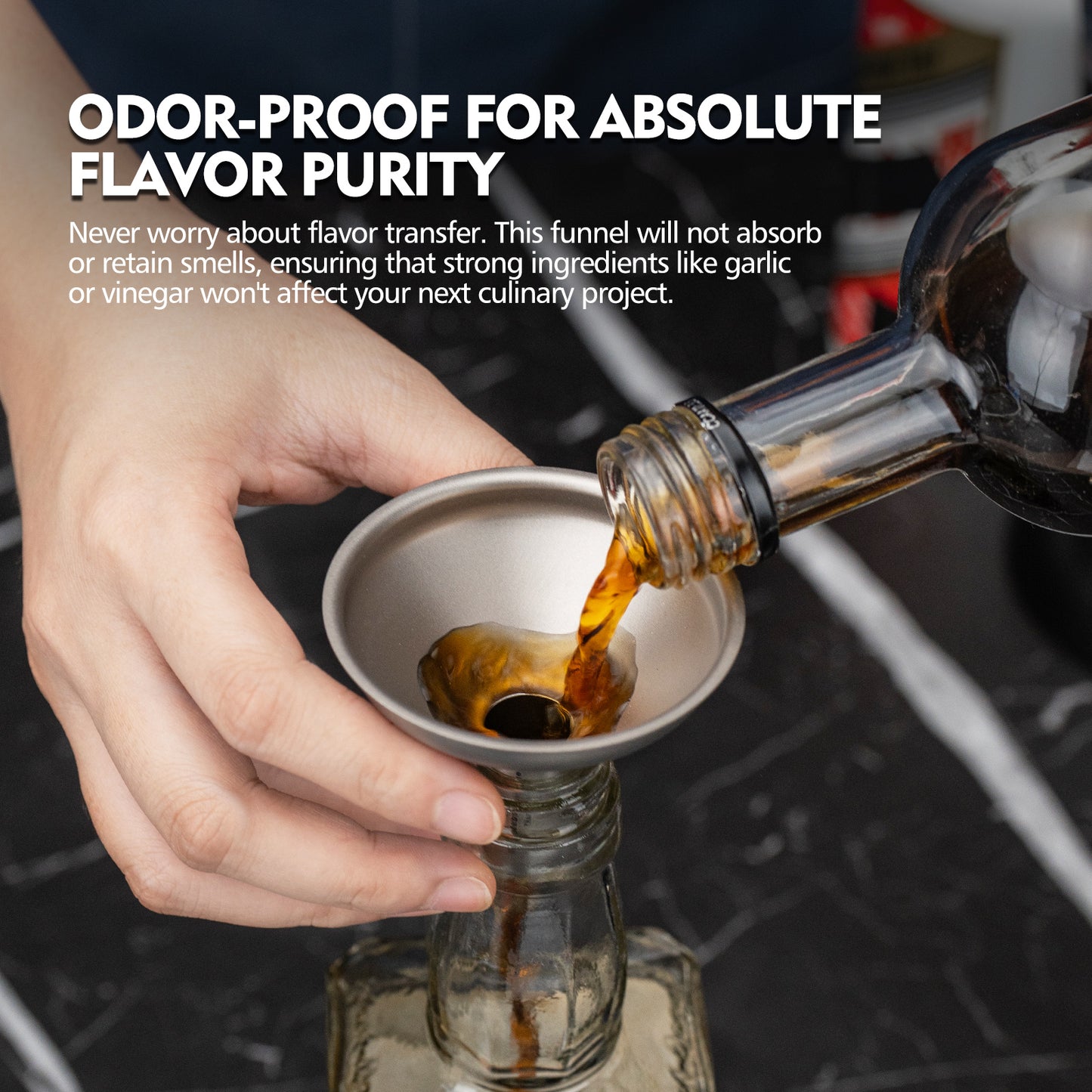 Boundless Voyage Titanium Funnel | Ultralight No-Spill Refilling Tool | Anti-Clog Food-Grade Metal Funnel for Hip Flasks, Essential Oils, Lab & Camping Kitchen