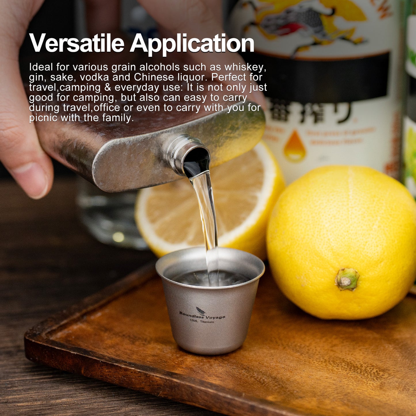 Boundless Voyage Ultralight Titanium Mini Cup | Portable Teacup & Whiskey Shot Glass | Small Metal Espresso Cup for Camping, Hiking & Home Use | BPA-Free & Healthy Drinkware