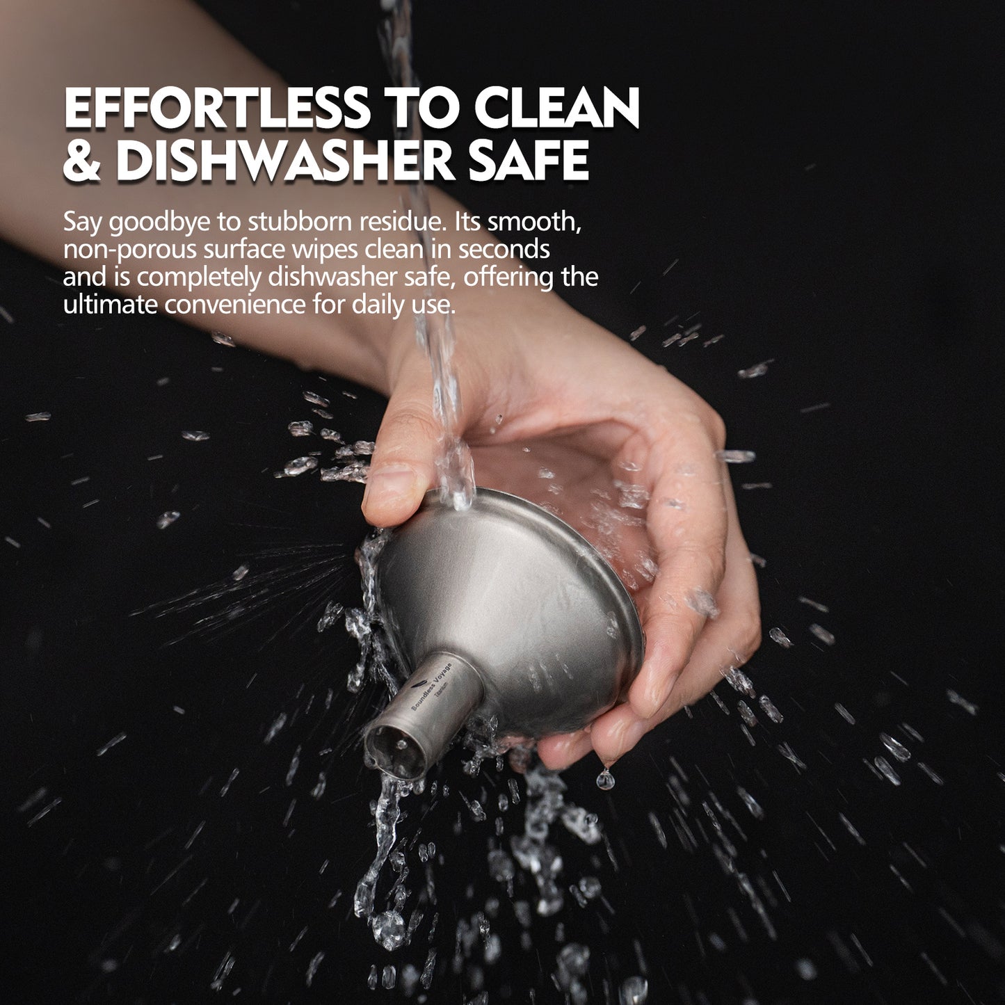 Boundless Voyage Titanium Funnel | Ultralight No-Spill Refilling Tool | Anti-Clog Food-Grade Metal Funnel for Hip Flasks, Essential Oils, Lab & Camping Kitchen