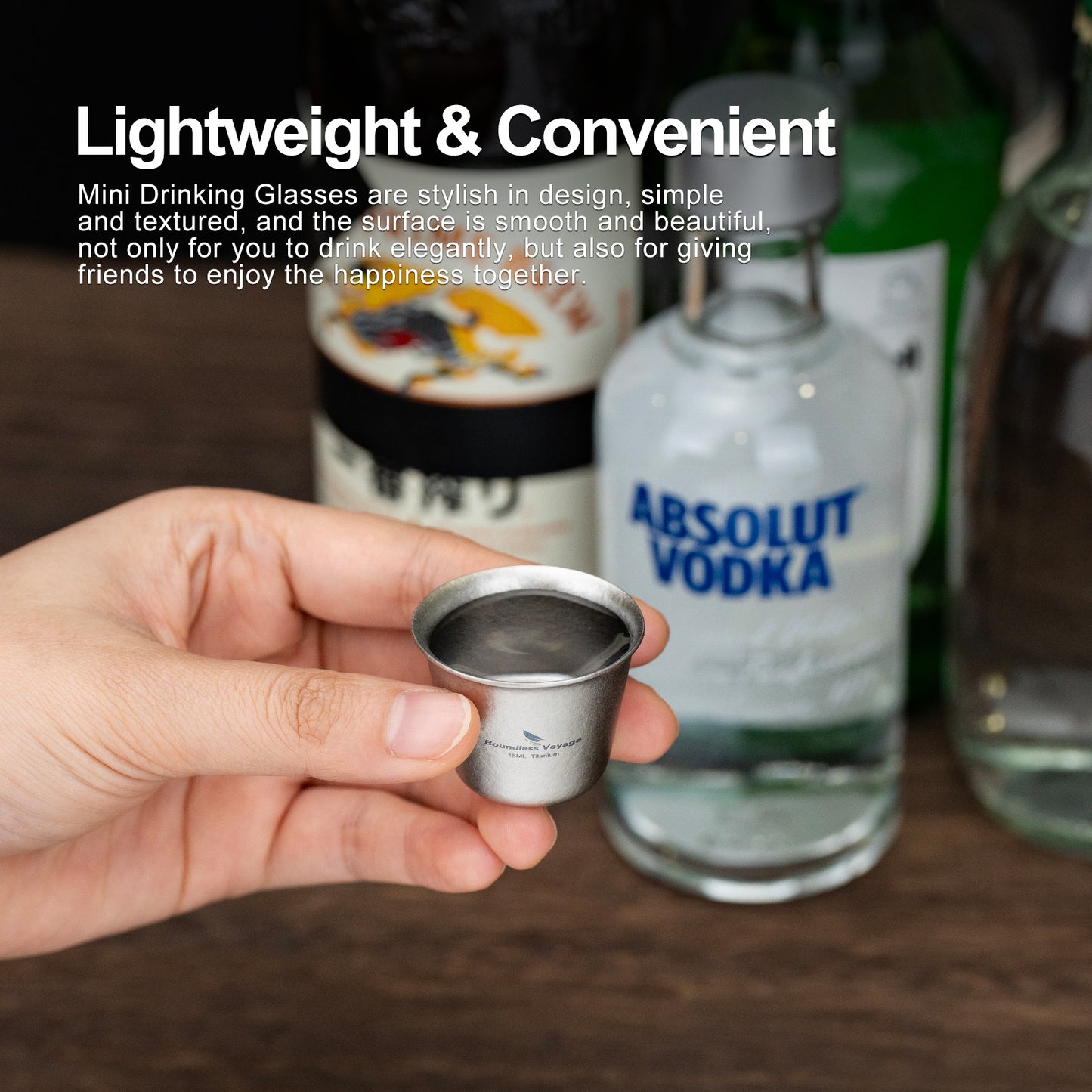Boundless Voyage Ultralight Titanium Mini Cup | Portable Teacup & Whiskey Shot Glass | Small Metal Espresso Cup for Camping, Hiking & Home Use | BPA-Free & Healthy Drinkware