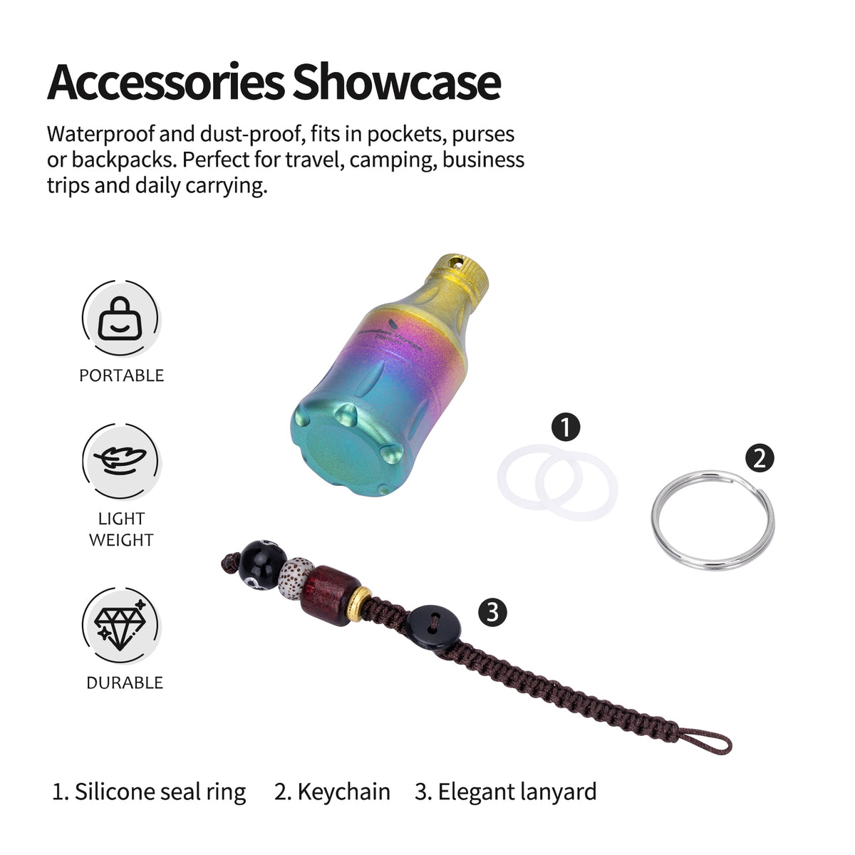 Boundless Voyage Titanium Pill Container – Waterproof Mini Keychain Pill Holder, Ultralight EDC Storage Case for Travel & Camping