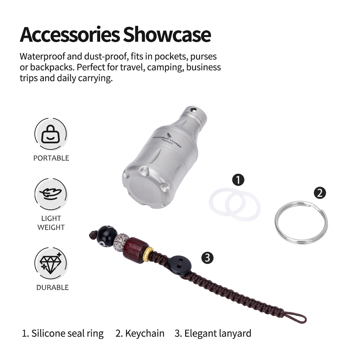 Boundless Voyage Titanium Pill Container – Waterproof Mini Keychain Pill Holder, Ultralight EDC Storage Case for Travel & Camping