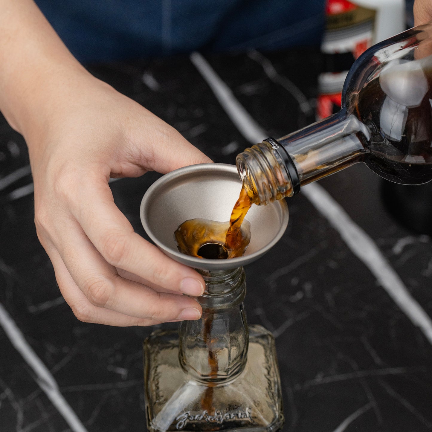 Boundless Voyage Titanium Funnel | Ultralight No-Spill Refilling Tool | Anti-Clog Food-Grade Metal Funnel for Hip Flasks, Essential Oils, Lab & Camping Kitchen