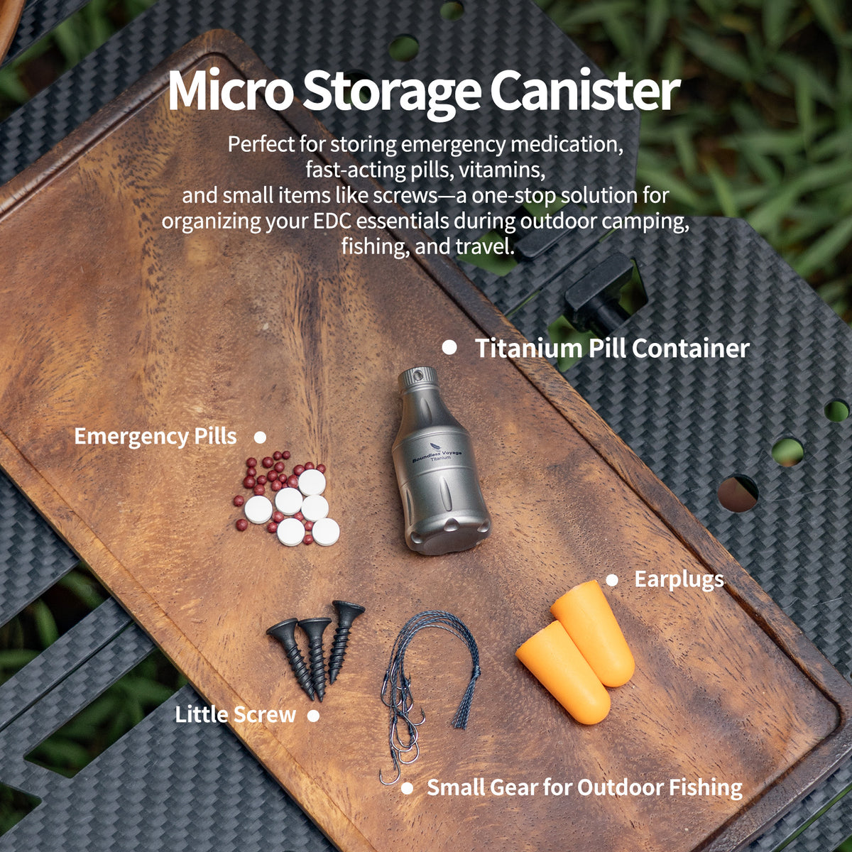 Boundless Voyage Titanium Pill Container – Waterproof Mini Keychain Pill Holder, Ultralight EDC Storage Case for Travel & Camping