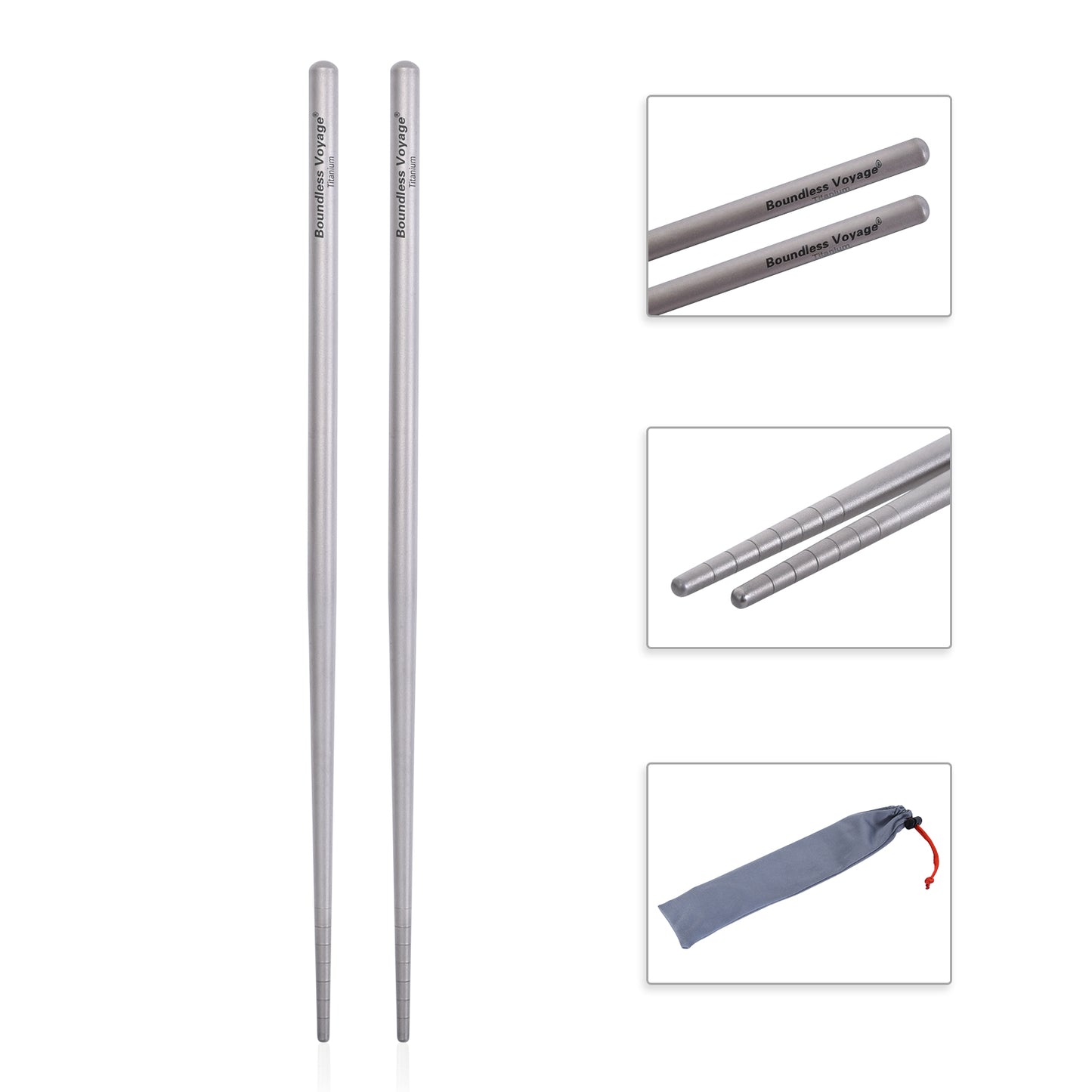 Boundless Voyage Titanium Round Chopsticks 23cm – Ultralight Reusable Eco-Friendly Cutlery for Home, Camping & Travel
