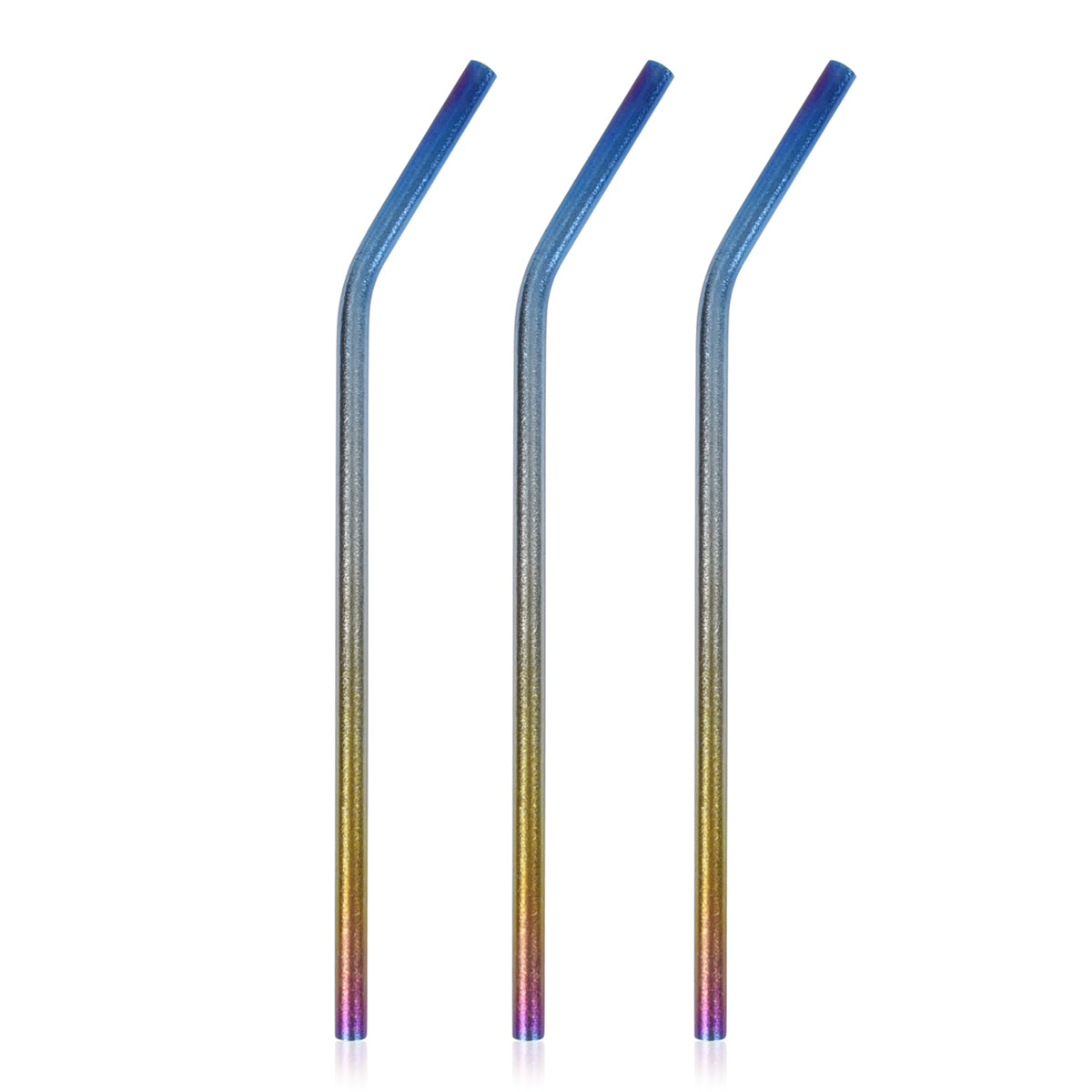 Boundless Voyage Titanium Curved Straw Cleaning Multi-color Reusable Straw with Cleaning Brush for Juice Water Coffee