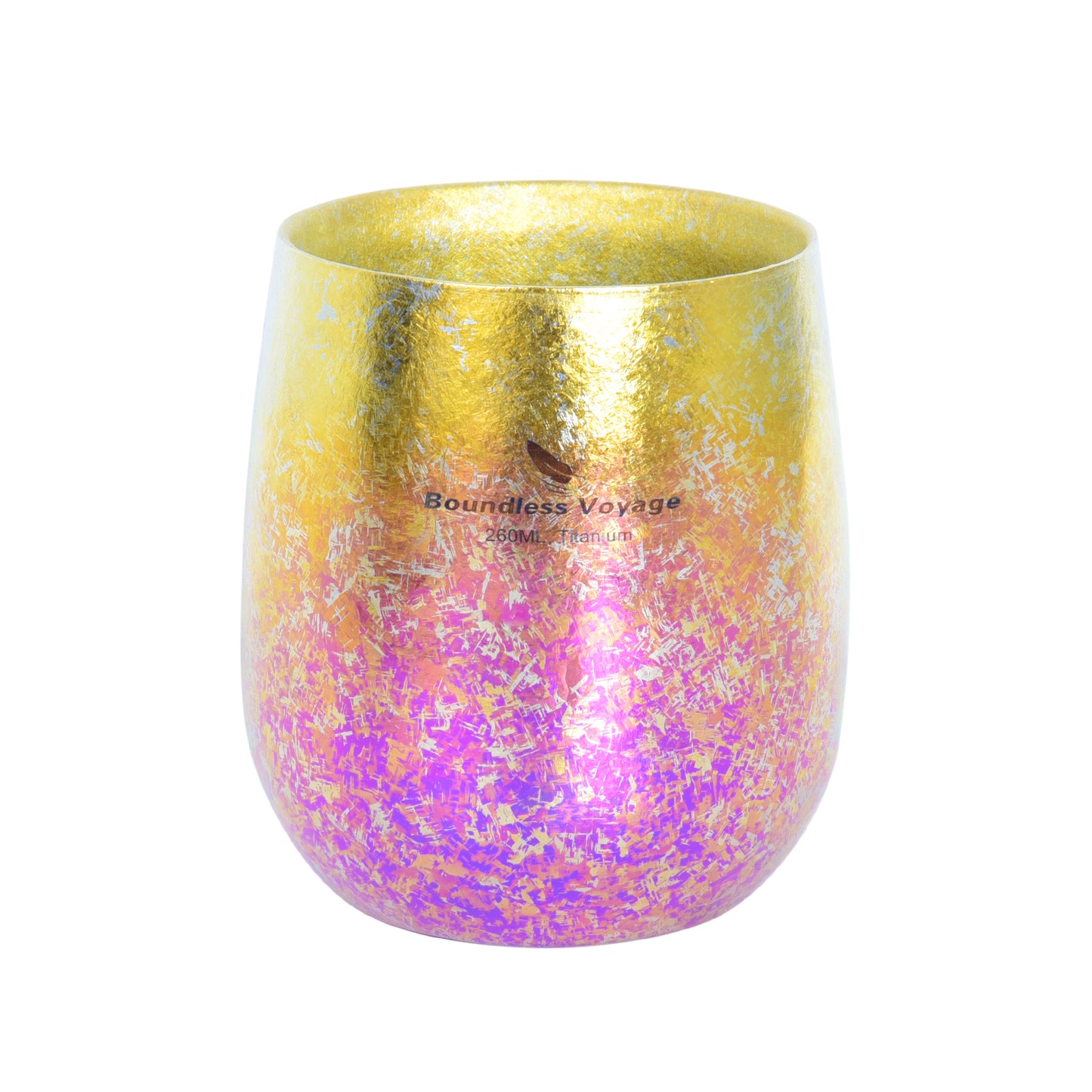 Boundless Voyage 260ml Double-Wall Titanium Cup – Colorful Insulated Mug with Ice Texture, Ultralight TA1 Titanium Coffee Tea Cup for Camping, Beer & Travel