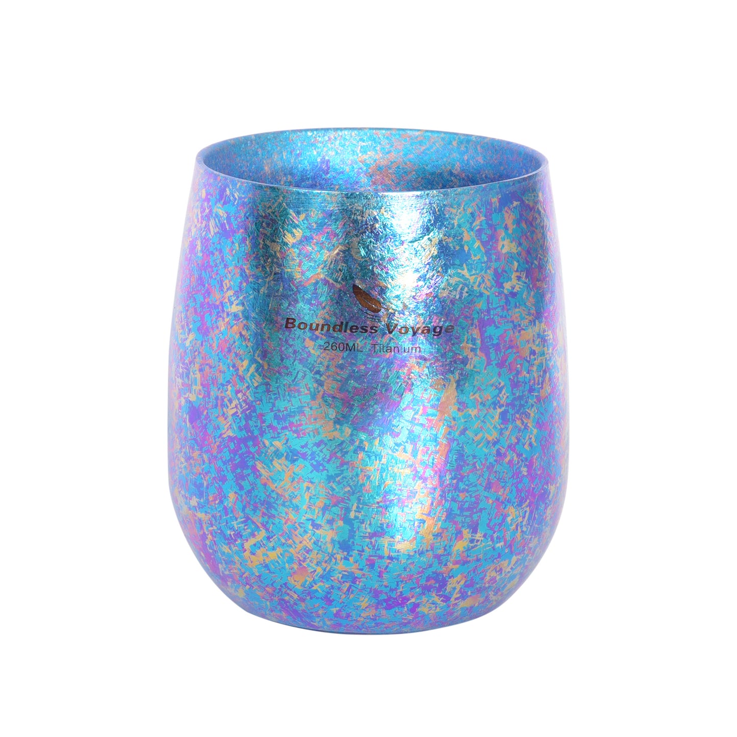 Boundless Voyage 260ml Double-Wall Titanium Cup – Colorful Insulated Mug with Ice Texture, Ultralight TA1 Titanium Coffee Tea Cup for Camping, Beer & Travel
