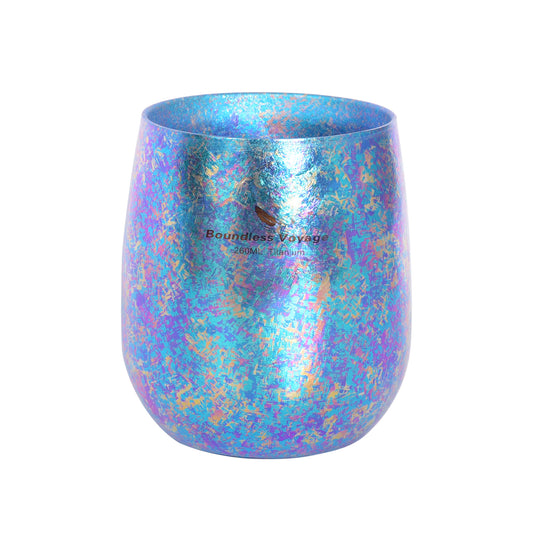 Boundless Voyage 260ml Double-Wall Titanium Cup – Colorful Insulated Mug with Ice Texture, Ultralight TA1 Titanium Coffee Tea Cup for Camping, Beer & Travel