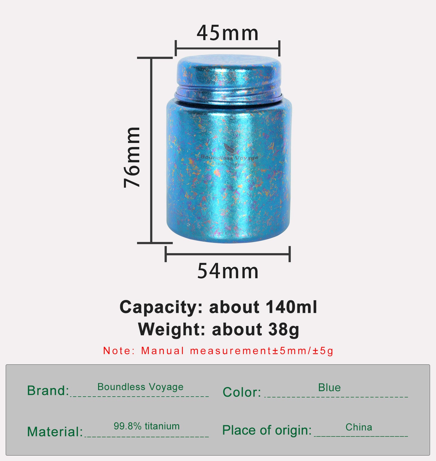 Boundless Voyage Mini Titanium Tea Caddy – Colorful Ice Texture Tea Canister for Loose Leaf Tea, Coffee, Spices & Portable Dry Storage