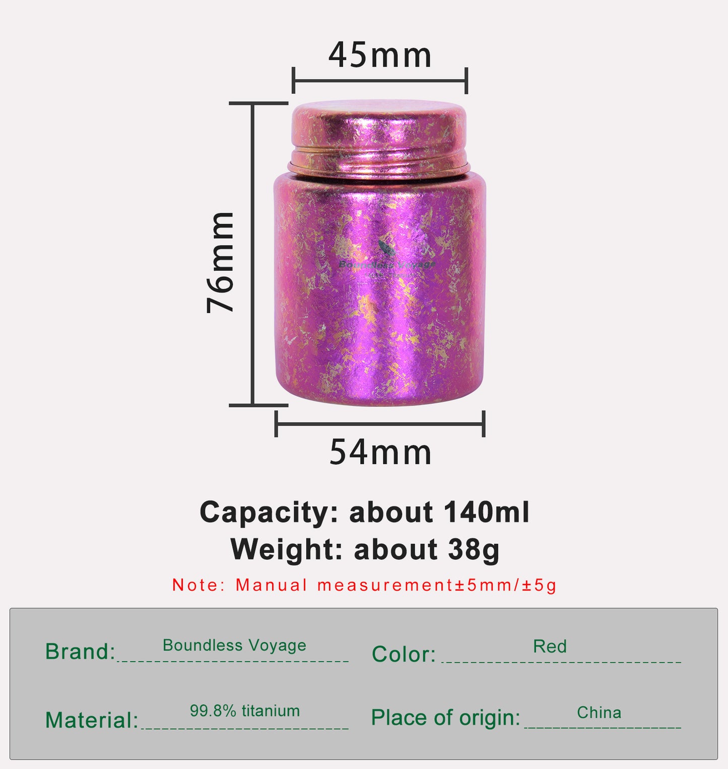 Boundless Voyage Mini Titanium Tea Caddy – Colorful Ice Texture Tea Canister for Loose Leaf Tea, Coffee, Spices & Portable Dry Storage