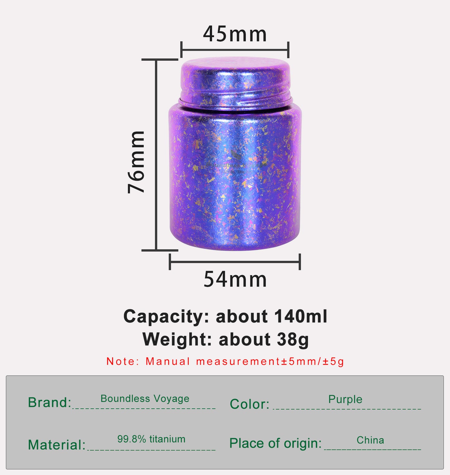 Boundless Voyage Mini Titanium Tea Caddy – Colorful Ice Texture Tea Canister for Loose Leaf Tea, Coffee, Spices & Portable Dry Storage