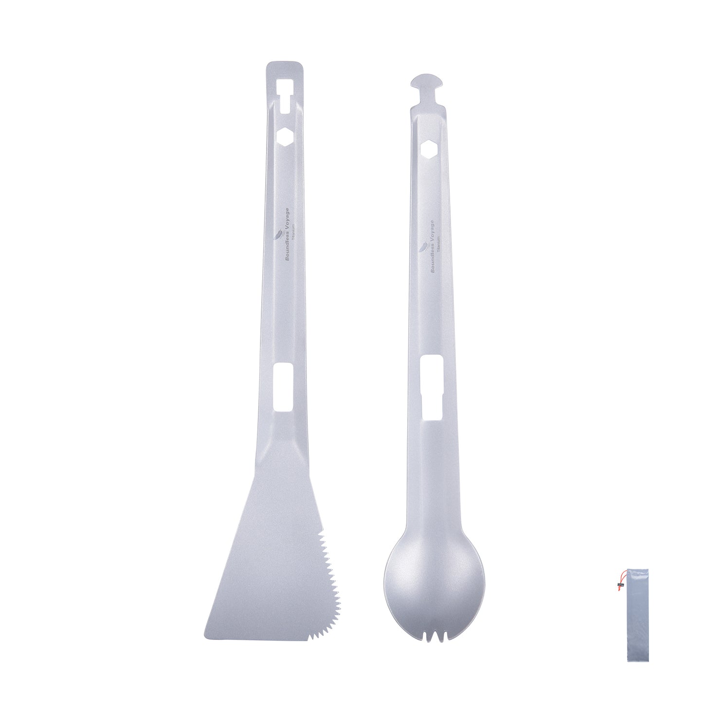 Boundless Voyage Titanium Alloy Tong, Spork，Shovel and Spatula All-In-One Utensil for Portable Lightweight Multi Utensil for Camping Kitchen Cookware