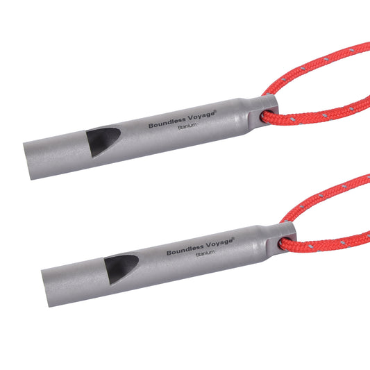 Boundless Voyage Titanium Emergency Survival Whistle – Ultralight Loud Outdoor Safety Whistle with Lanyard