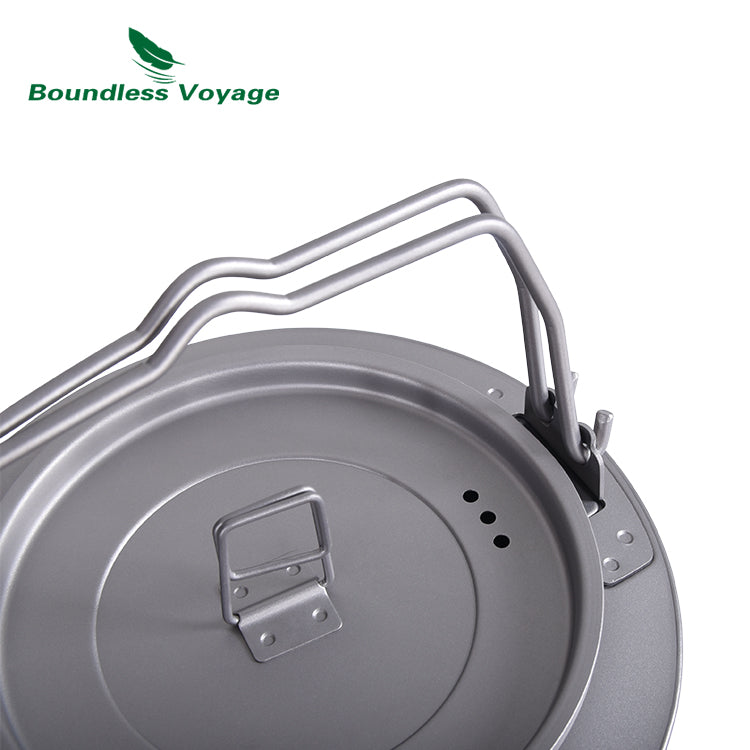 Boundless Voyage Outdoor Camping Titanium 1L Kettle with Folding Handle Filter Ultralight Big Capacity Pot