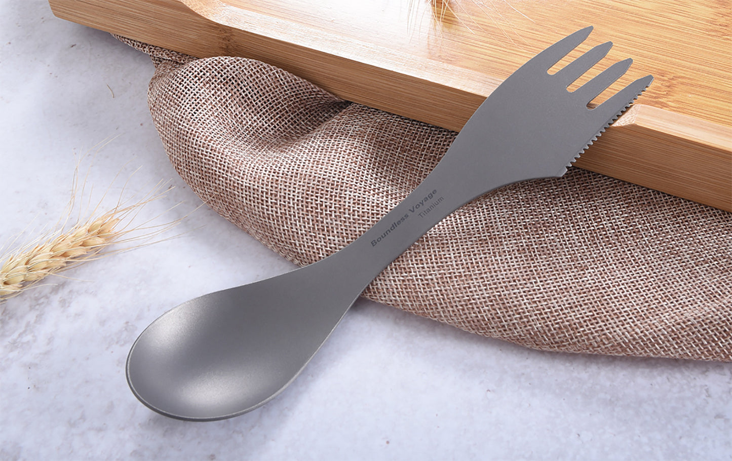 Boundless Voyage Titanium Spoon&Fork For Outdoor Camping Home Kitchen Spork Lightweiht