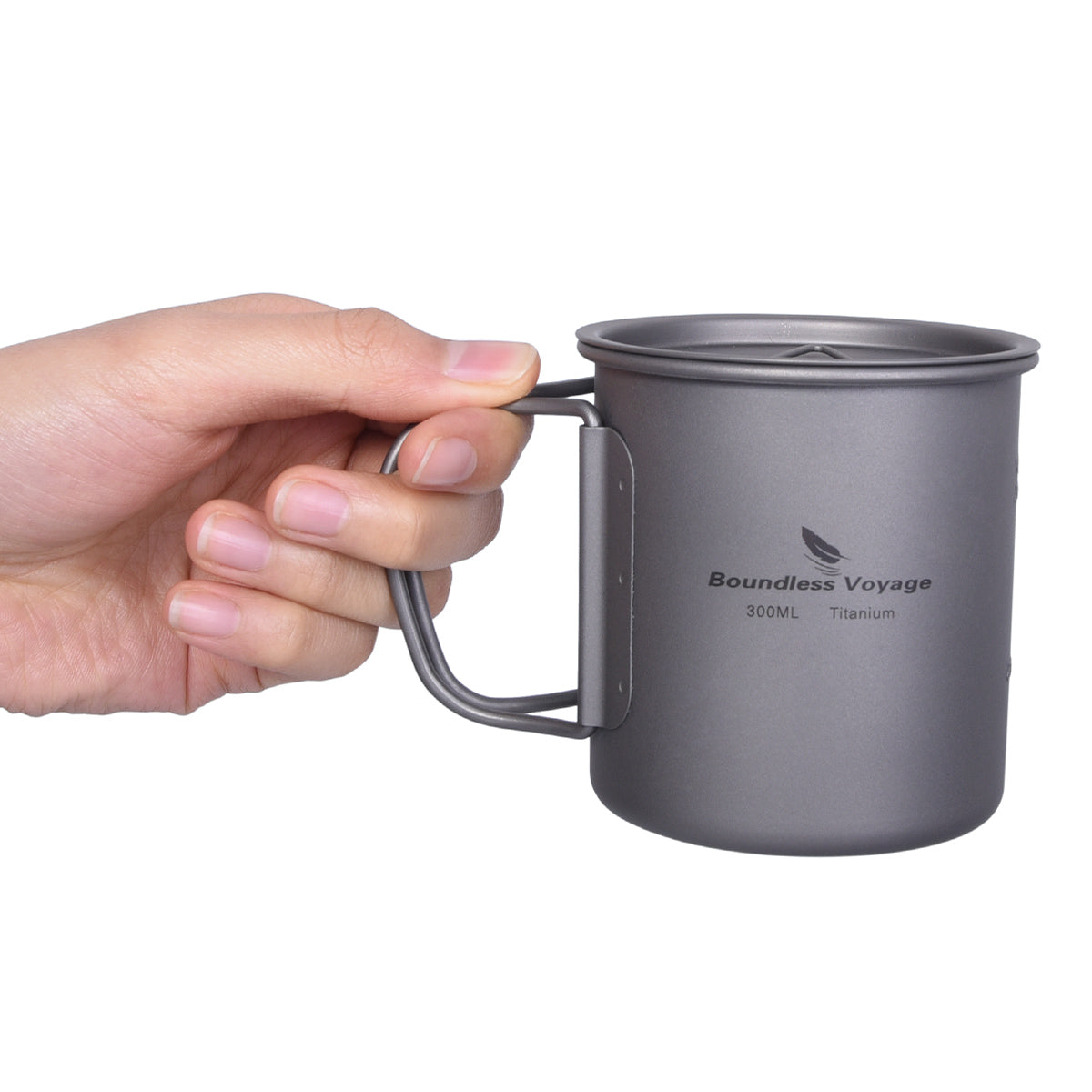 Boundless Voyage Titanium Cup with Lid Outdoor Camping Ultralight Water Tea Coffee Mug 300ml