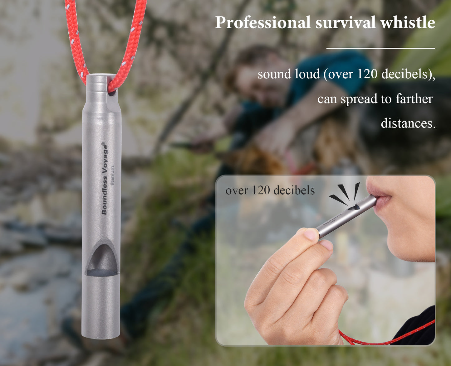 Boundless Voyage Titanium Whistle Outdoor Camping Hiking Hunting Climbing Emergency Survival Loud Whistle Coaches Training Sports Whistle With Lanyard