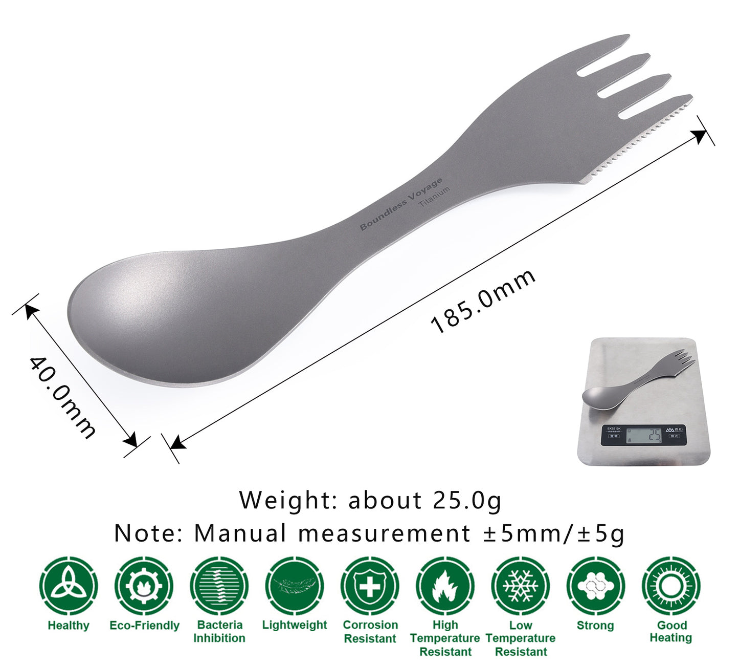 Boundless Voyage Titanium Spoon&Fork For Outdoor Camping Home Kitchen Spork Lightweiht