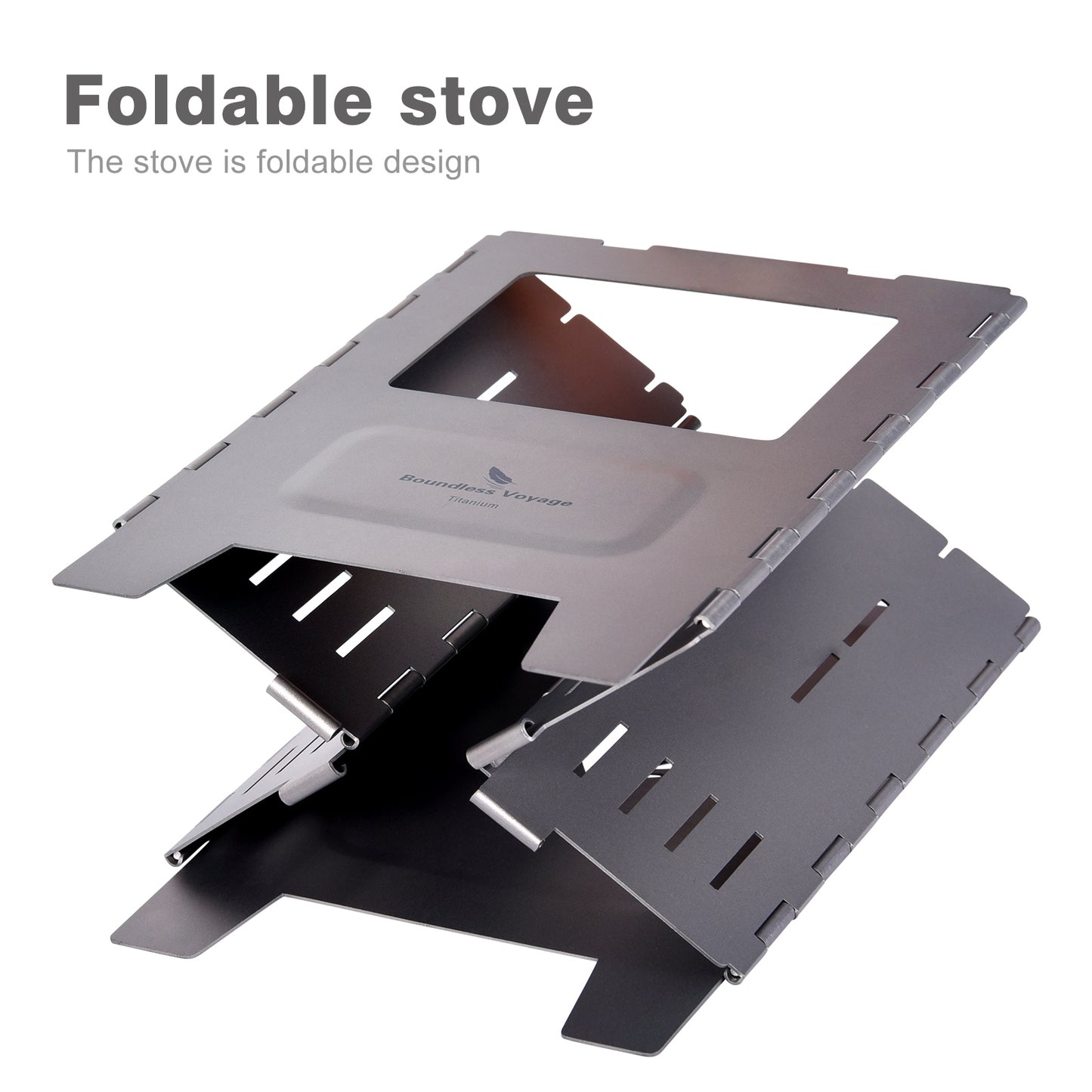 Boundless Voyage Outdoor Titanium Folding Wood Stove With Pot Bracket Camping Charcoal Burner Furnace