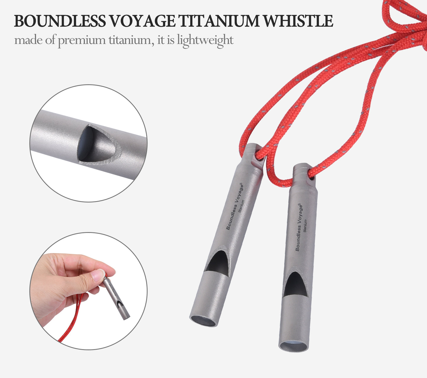 Boundless Voyage Titanium Whistle Outdoor Camping Hiking Hunting Climbing Emergency Survival Loud Whistle Coaches Training Sports Whistle With Lanyard