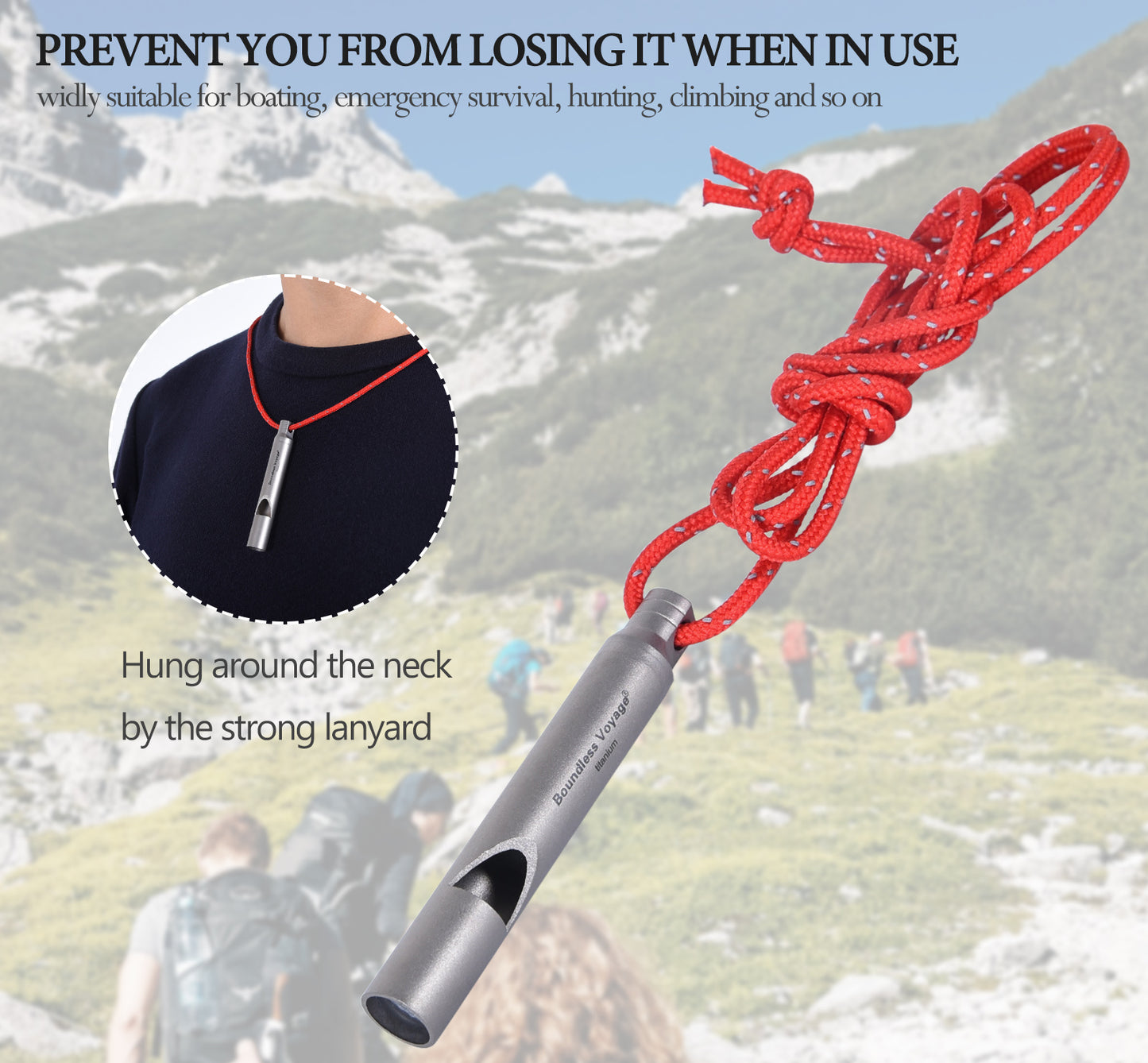 Boundless Voyage Titanium Whistle Outdoor Camping Hiking Hunting Climbing Emergency Survival Loud Whistle Coaches Training Sports Whistle With Lanyard