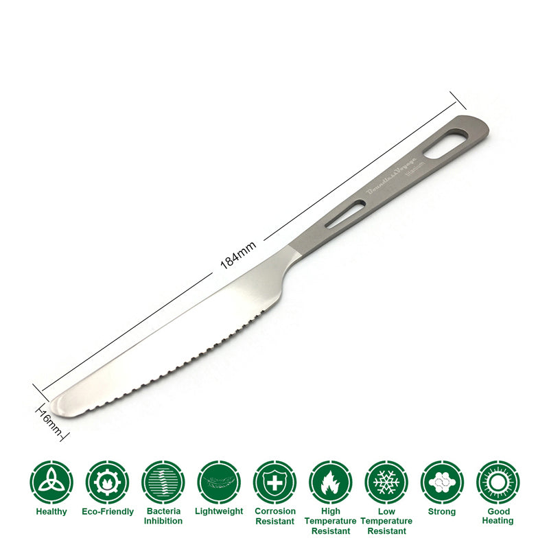 Boundless Voyage Titanium Cutlery Titanium Knife  For Home Outdoor Camping Lightweight